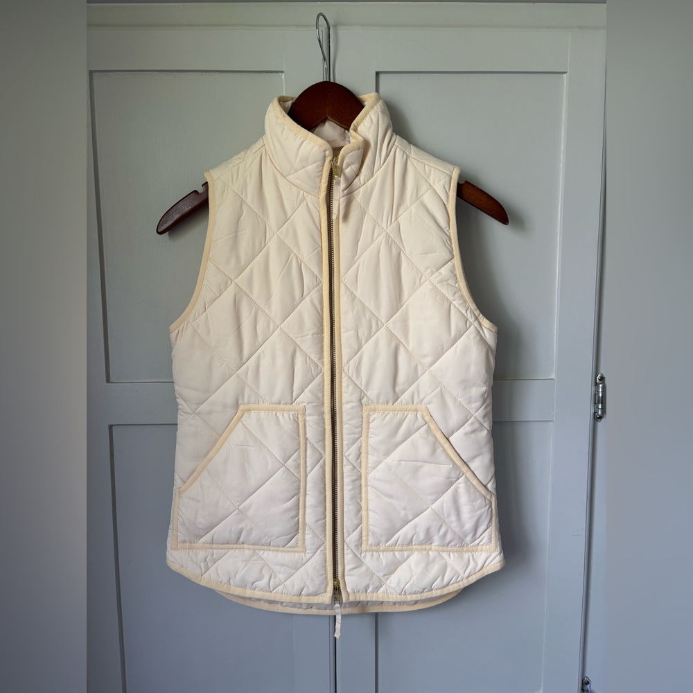 J Crew XXS NWOT Women's Cream Quilted Vest